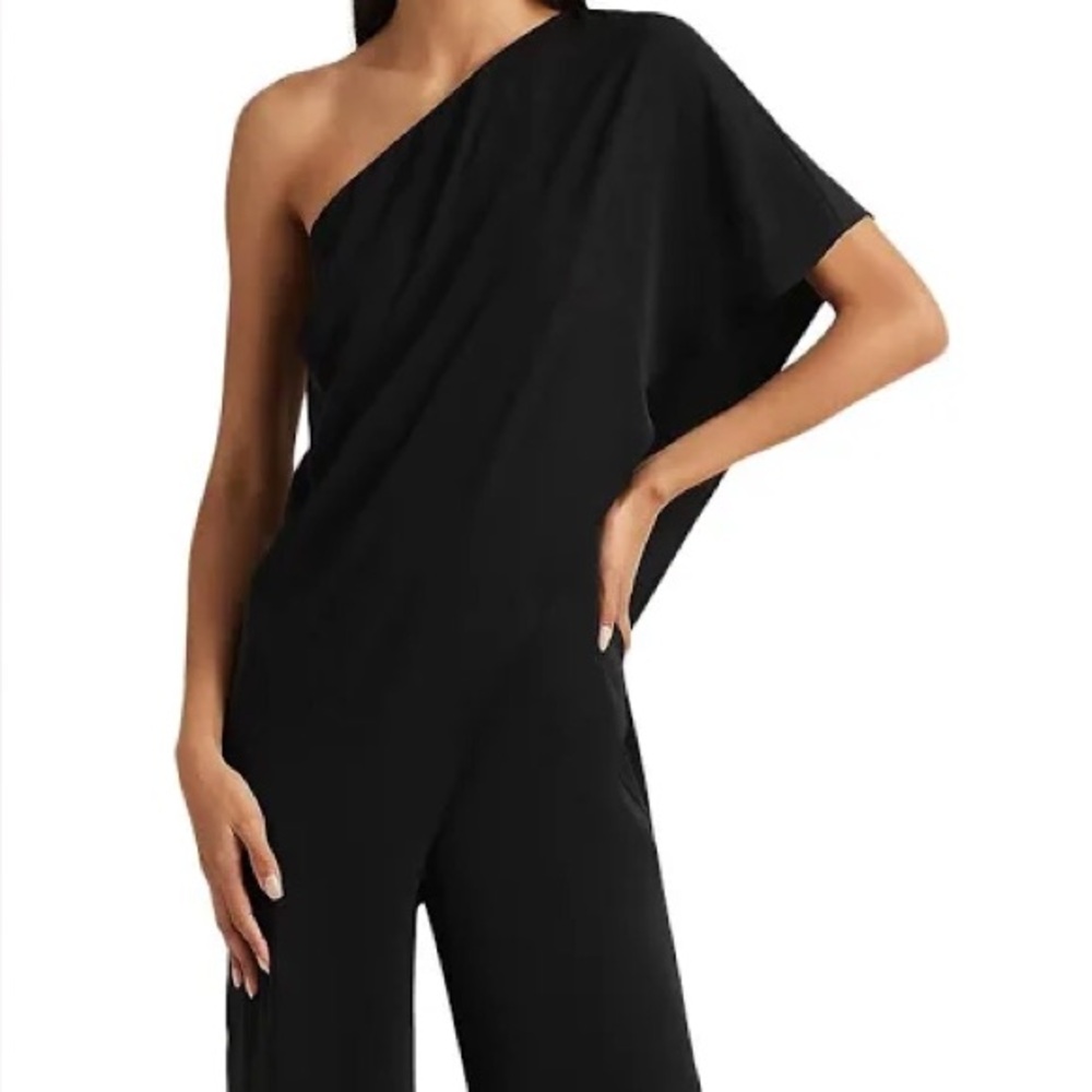 Ralph Lauren Elegant Black One-Shoulder pantsuit. 100% polyester